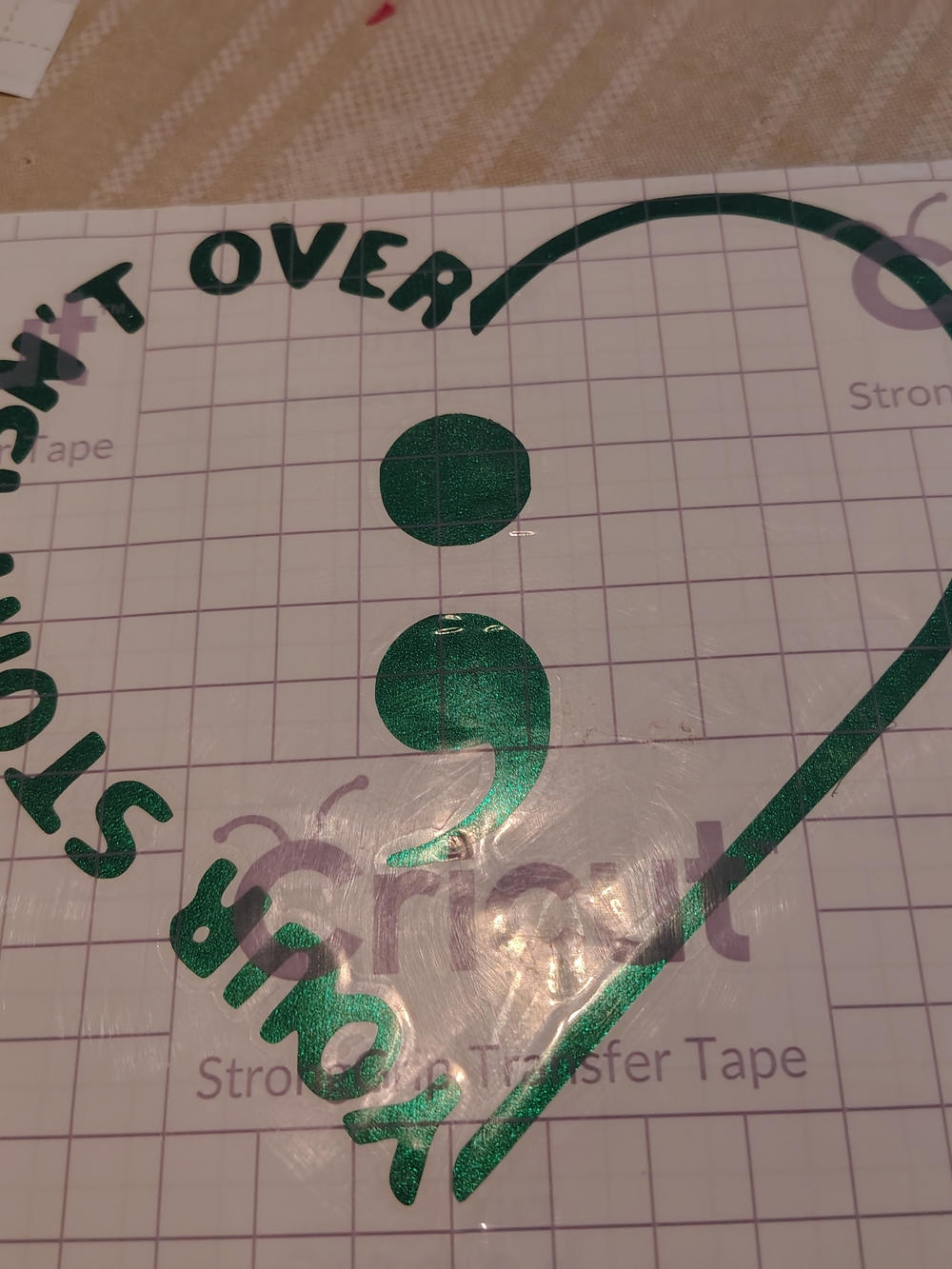 Green Heart Semicolon Vinyl Sticker - Home Party Supplies